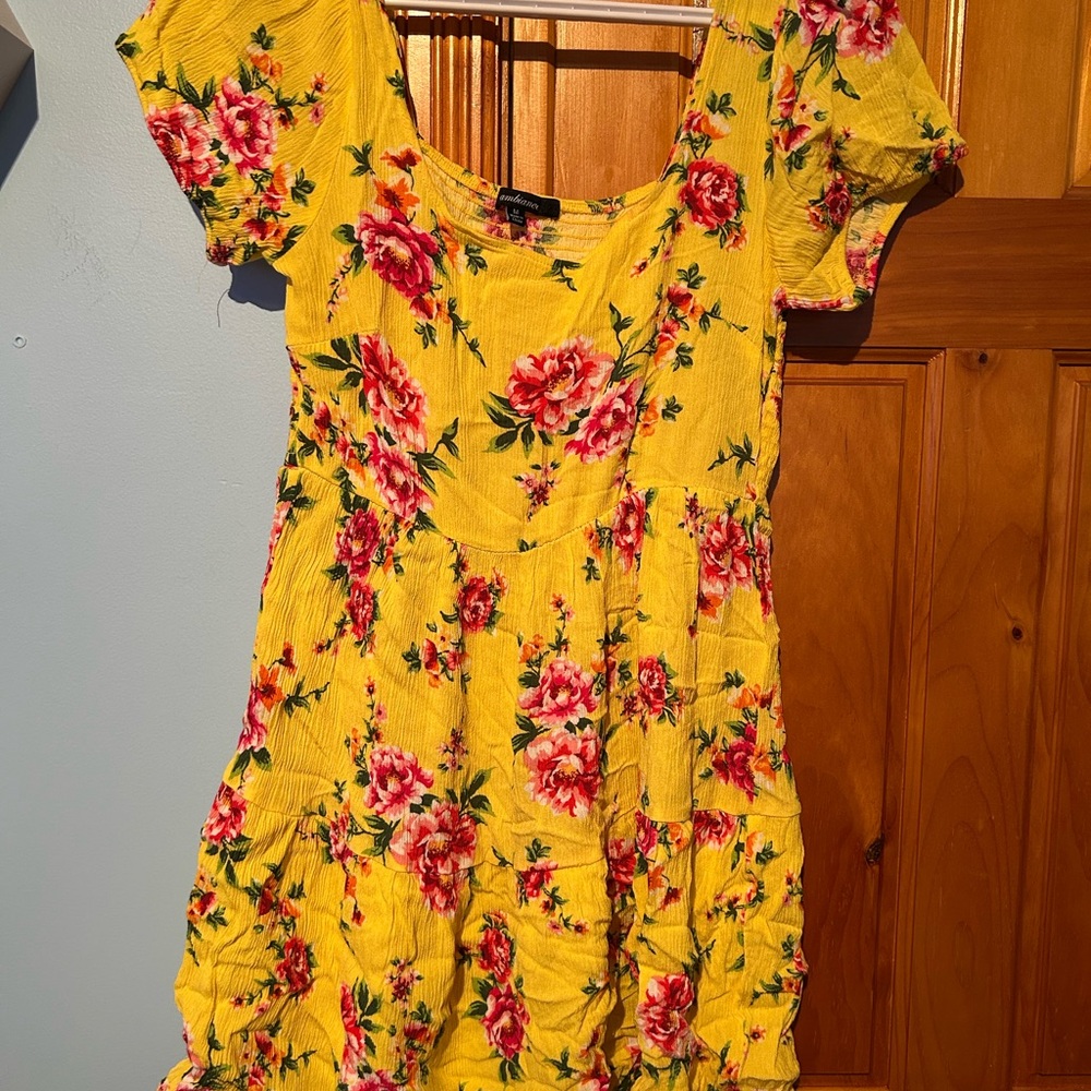 Ambiance Yellow Puff Sleeve Sundress